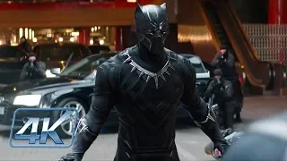 Black Panther vs. Bucky / Escena de la Persecución - Capitán América Civil War (2016)(4K-HD)