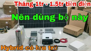 Bộ điện mặt trời phù hợp cho gia đình có mức tiền điện 1 triệu đến 1,5 triệu