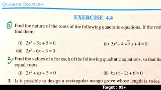 CBSE CLASS 10 MATHS EXERCISE 4.4 NCERT SOLUTION | CHAPTER 4 QUADRATIC EQUATION