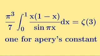 A cool integral for Apery's constant (ζ(3)): int 0 to 1 (x(1-x))/sin(πx)