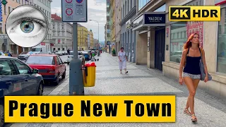 Prague Walking Tour at  New Town from Peace Square to Dancing House 🇨🇿 Czech Republic in 4k HDR ASMR