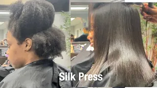Silk Press and Trim on Natural Hair | Silk Press on 4B Hair