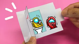 COOL！PAPER CRAFT IDEA with Among Us Mini Crewmate vs Door｜Very Easy！Paper Craft DIY Tutorial