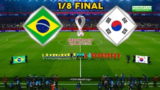 BRAZIL vs SOUTH KOREA - 1/8 Final | FIFA World Cup Qatar 2022 Full Match All Goals - PES Gameplay PC