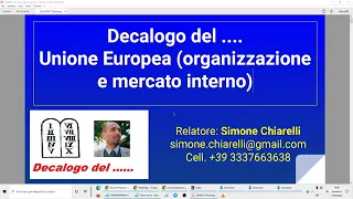 Decalogo del ... Diritto dell'Unione europea - organizzazione e funzionamento (27/09/2020)