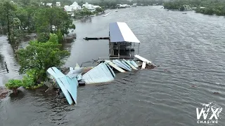 Hurricane Idalia - Steinhatchee Florida - Drone before and after storm surge flooding