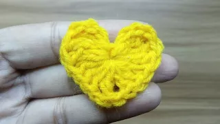 Heart Crocheting | How to Crochet Small ♥ Yellow Heart | Valentine Special Crochet Heart  | Tutorial