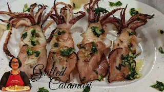 Grilled Calamari Recipe - Italian style - How to clean Calamari and grill calamari.