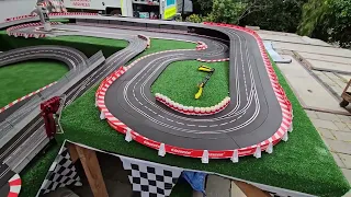 Lane change layout strategy on our 160ft. Carrera Digital 1/32 track - East Bay Slot Car Club