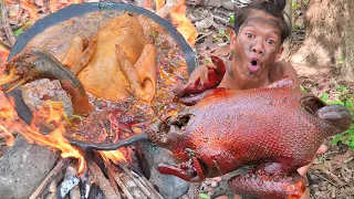 Primitive Technology - cock Duck in jugle search of Taste in the wild! best recipes #000204