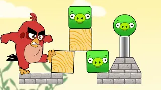 Angry Birds Pigs Out - PUSH THE WOOD TO FORCE OUT SQUARE AND ROUD PIGGIES WALKTHROUGH!