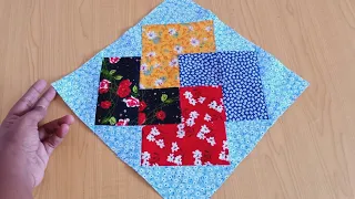 Look What I Sewed From Scraps Fabric | Patchwork Pillowcase Made of Squares , Triangles