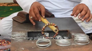 Lacquer bangles being made in Rajasthan