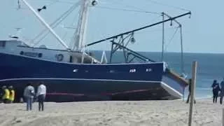 Commercial fishing boat aground.