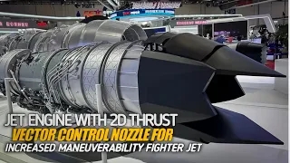 China shows turbofan jet engine with 2D thrust vectoring control nozzle at publik for the first time