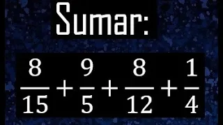 Suma de 4 fracciones con diferente denominador , como sumar cuatro fracciones . ejemplo 5