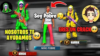 Hicimos Feliz a este NIÑO Pobre con estos YOUTUBERS😱 Free Fire *Sentimental*