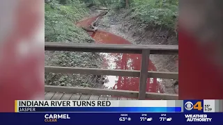 Indiana river turns red