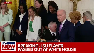 Biden stunned: LSU basketball player collapses at White House| LiveNOW from FOX