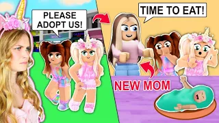 WE GOT ADOPTED IN A PUBLIC SERVER AND OUR *NEW* MOM MADE US EAT KIDS! (ROBLOX)