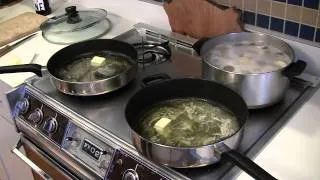 Preparing Pierogi - Step 2 - Frying Onion - Boiling Potatoes