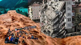 Buildings and cars are washed into the sea! The cities are flooded in Bursa, Turkey