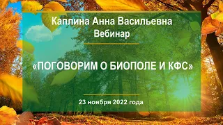 Каплина А.В. «Поговорим о биополе и КФС» 23.11.22