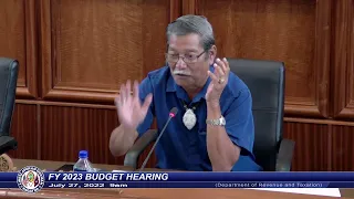 FY 2023 Budget Hearing - Senator Joe S. San Agustin - July 27, 2022 9am DRT