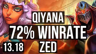 QIYANA vs ZED (MID) | 72% winrate, 8/1/2, Legendary | KR Grandmaster | 13.18