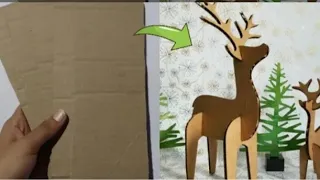 mini reindeer ornament from cardboard for Christmas ll easy hand made deer #christmascraft