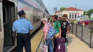 Amtrak Southwest Chief bound for Chicago Illinois on the Marceline Subdivision in La Plata Missouri