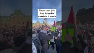 Thousands of protesters join the “Free Palestine” National March on Ottowa, Canada.