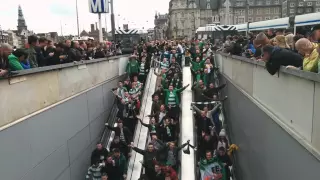 Celtic fans at Amsterdam Central Station