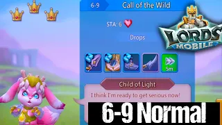 Lords Mobile Normal 6-9 3 Star F2P level 42-45 heros