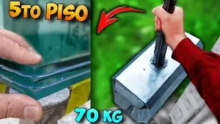 VIDRIO BLINDADO - ¿QUE PASARIA al ARROJARLE el MARTILLO DE THOR de 70 KG?