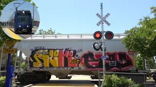 UPY 617 Florin Flyer - Power Inn Station East Crossing, SACRT Siemens Test Train, Sacramento CA