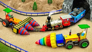 Diy tractor making mini Triple Drilling Machine | diy New Style Drilling Open Tunnel Train | HP Mini