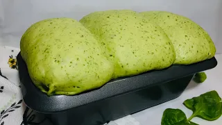 Spinach Bread Recipe with fresh Spinach (Spinach Bread Loaf Recipe - Very soft and fluffy!)