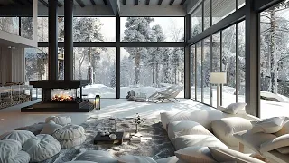 Winter Serenity | Whispers Of Wind & Fireside Comfort At Luxury Snow Resort | Snowy Mountain Retreat