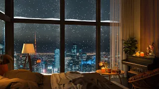 New York Apartment 4K with Relaxing Jazz Piano - Instrumental Music to Relax, Sleep, Work