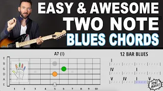 3 Easy TWO NOTE 7th CHORDS for 12 Bar Blues - Rhythm and Chord Tone Soloing (Double Stops) FREE .PDF