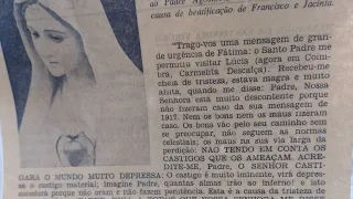 mensagem de Lúcia que nossa senhora de Fátima revelou em1917 a ela e seus dois primos.