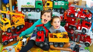 Biggest Toy Truck Collection! | Fire Trucks and Bruder Construction Toys for Kids | JackJackPlays