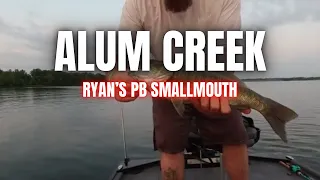 RYAN GOT HIS PB SMALLMOUTH! ALUM CREEK IN OHIO FISHING TOP WATER! #bassfishing #fishing