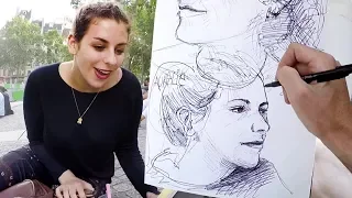 DRAWING LIVE PORTRAITS in PARIS!