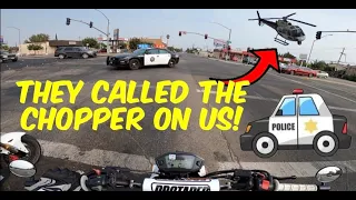 They Called The Chopper On Us!! | Police Chase 100+ Groms | V44