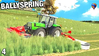 STARTING TO MOW THE GRASS FIELDS BallySpring FS22 Ep 4