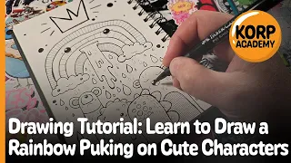 Drawing Tutorial: Learn to Draw a Rainbow Puking on some Kawaii Characters with Faber-Castell Pens