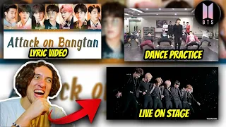 BTS - Attack on Bangtan - Color Coded Lyrics + Dance Practice + On Stage Epilogue | REACTION