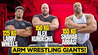 LARRY vs ENOURMOUS IRANIAN 340 LB BODYBUILDER AND ARM WRESTLING CHAMPION + ALEX KURDECHA